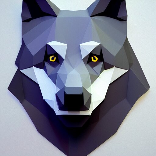 low poly wolf face