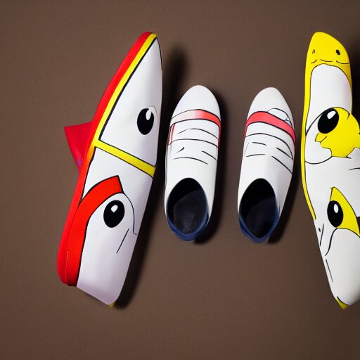 shoes in the style of pokemon, product photo