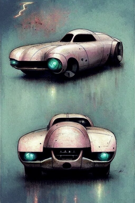 ( ( ( ( ( 1 9 5 0 retro future cyberpunk car. muted colors. ) ) ) ) ) by jean - baptiste monge!!!!!!!!!!!!!!!!!!!!!!!!!!!!!! 