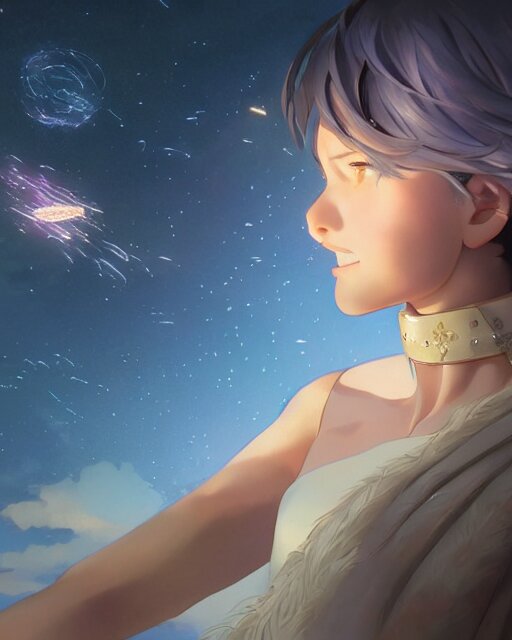 goddess pulling meteors from the sky, ambient lighting, full shot, detailed face, 3 d shading, by makoto shinkai, stanley artgerm lau, wlop, rossdraws 