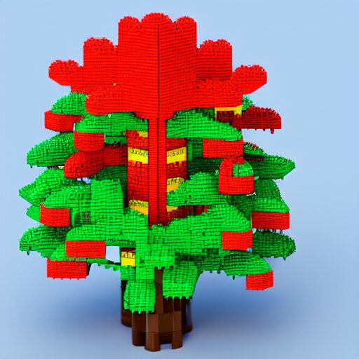 tree made out of lego toy, 3 d render 