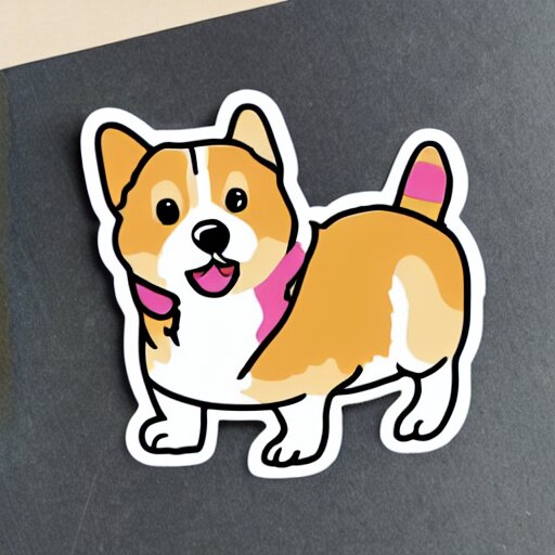 a kawaii chubby goofy cute corgi sitting upright sticker illustration