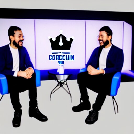 talk show with blue crown logo