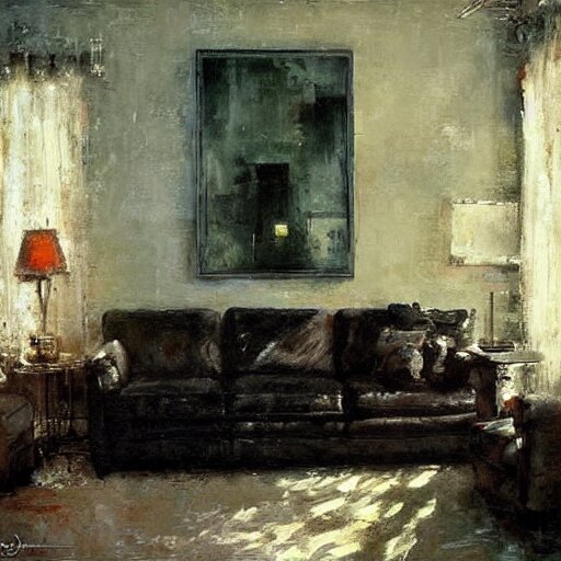 modem living room painting by jeremy mann 