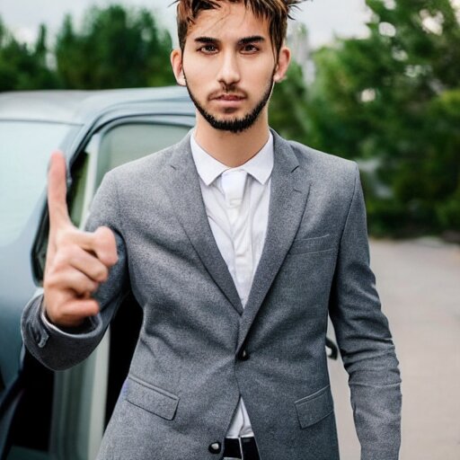 a picture of the most attractive man on the planet wearing a suit, giving a peace sign, 