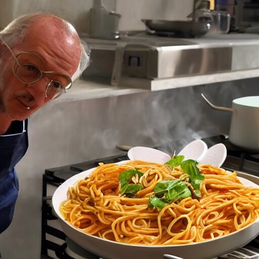 italian chef cooking muppets like spaghetti 
