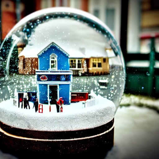 snowglobe of a tiny town brighton uk, tilt-shift lomo photo