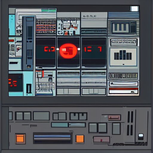 A giant computer with a 404 error code, by Emiliano Ponzi, by Chris Ware, neogeo, criterion collection, 2d game art