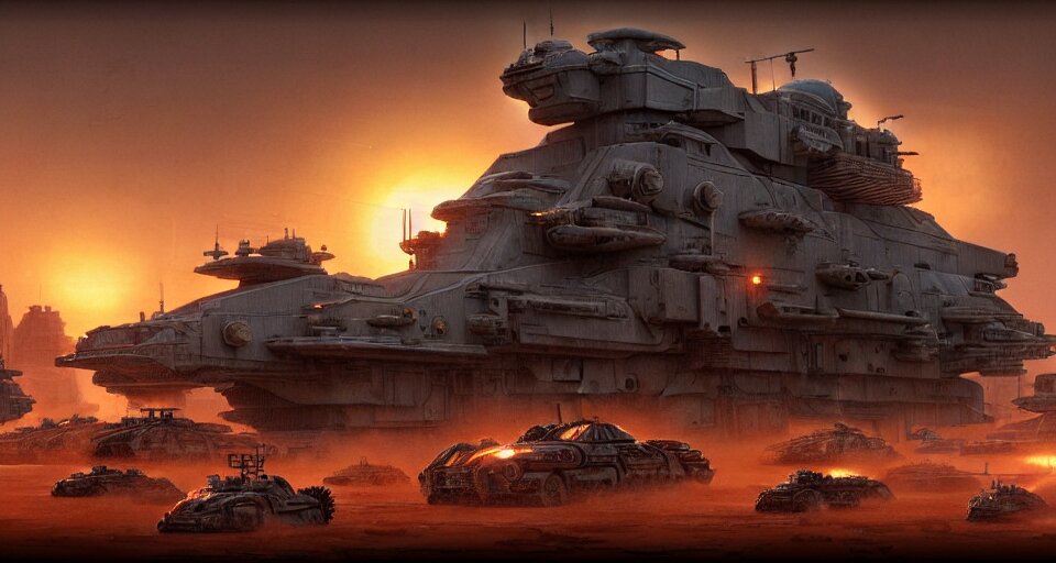 warm colored, highly detailed cinematic scifi render of 3 d sculpt of spiked gears of war bucketwheel jabbas palace cybertron fury road m 1 tank, military chris foss, john harris, hoover dam'aircraft carrier tower'beeple, warhammer 4 0 k, halo, star citizen, halo, mass effect, high tech industrial, artstation unreal, 4 k, 8 k, hd 