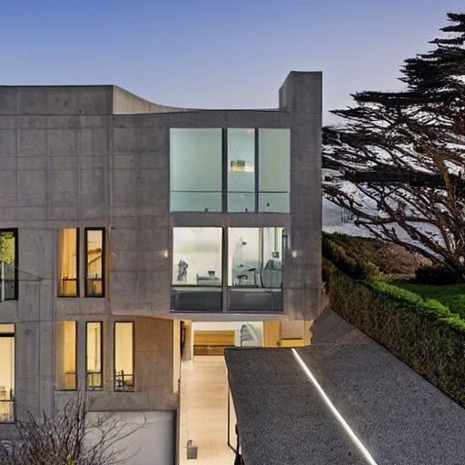 a modern concrete mansion on the bluffs overlooking san francisco 