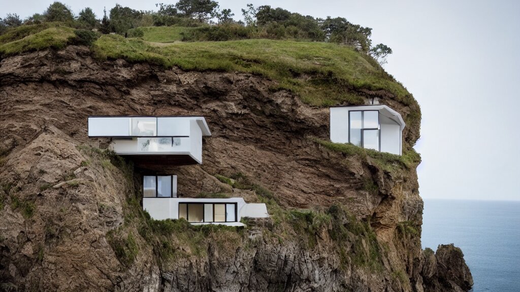 house built on the side of a cliff, award winning photo