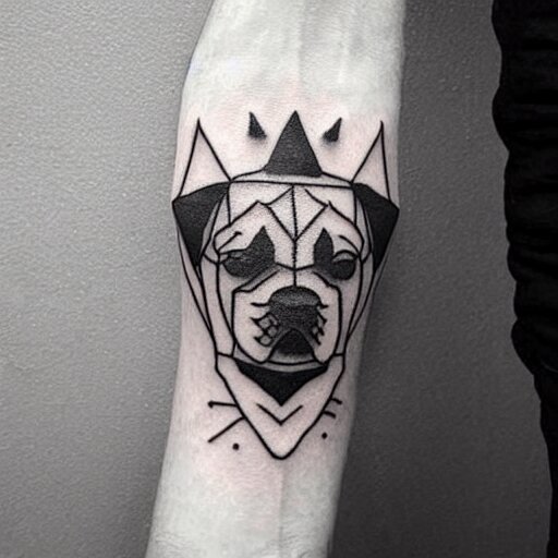 tattoo design, stencil, tattoo stencil, traditional, a world famous tattoo of a geometric dog