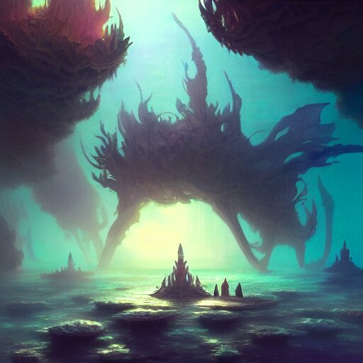 a band logo dreamscape, an underwater city, extremely detailed digital painting, in the style of fenghua zhong and ruan jia and jeremy lipking and peter mohrbacher, mystical colors, rim light, beautiful lighting, 8 k, stunning scene, raytracing, octane, trending on artstation 