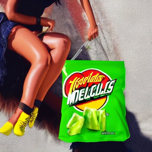 hojuelitas snacks mountain dew flavored, shiny chrome bag 