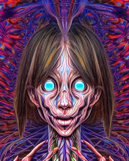 human spirit breaking away, conjuring psychedelic background, part by shintaro kago, part by alex gray, ross tran, james jean, ultra realistic, highly detailed, 8 k, trending on artstation, symmetry 