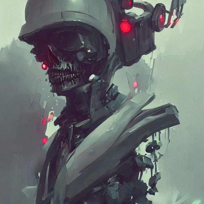 a beautiful painting of a cyberpunk skull by sergey kolesov and pascal blanche and rhads and tony skeor. in style of film noir illustration, symmetry, sci fi, hyper detailed. octane render. trending on artstation 