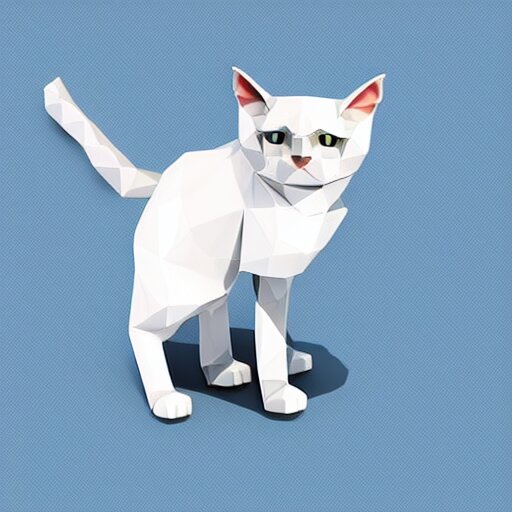 cat, white background, isometric, low poly