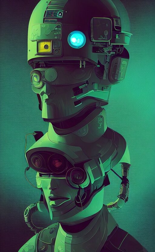 portrait of  a cyberpunk soldier wearing a futuristic helmet by Petros Afshar and Beeple, James Gilleard, Mark Ryden, Wolfgang Lettl highly detailed