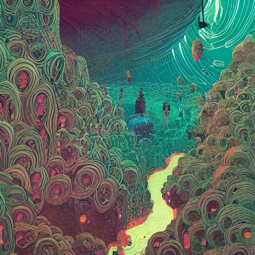 hyperdetailed swirling line art Victo Ngai, Kilian Eng vibrant colors, winning-award masterpiece, fantastically gaudy, aestheticly inspired by beksinski and dan mumford, 4K upscale with Simon Stalenhag work