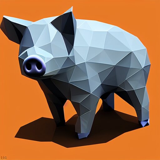 low poly pig, isometric view, blank background 