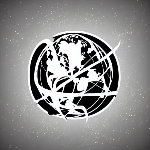 earth logo, black and white color, vector arts, highly detailed, unreal engine, 