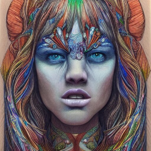  Colored pencil art on paper, Druid, highly detailed, artstation, Caran d'Ache Luminance