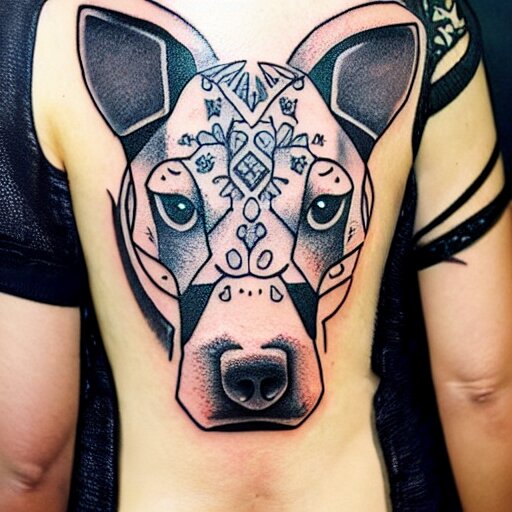 tattoo design, stencil, tattoo stencil, traditional, a world famous tattoo of a geometric dog