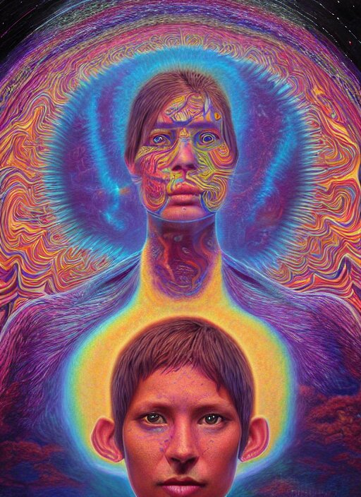 portrait ultra dimensional indigenous native, accidentally tripping on dmt and acid, psychedelic experience, overwhelming psychosis of self realization and burning awakening, ultra high definition, unreal engine 5, hyperrealism, masterpiece composition, by casey weldon, barclay shaw 