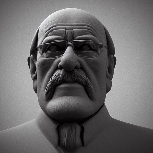 3d sculpture of a old man portrait, octane render, blender, studio lighting