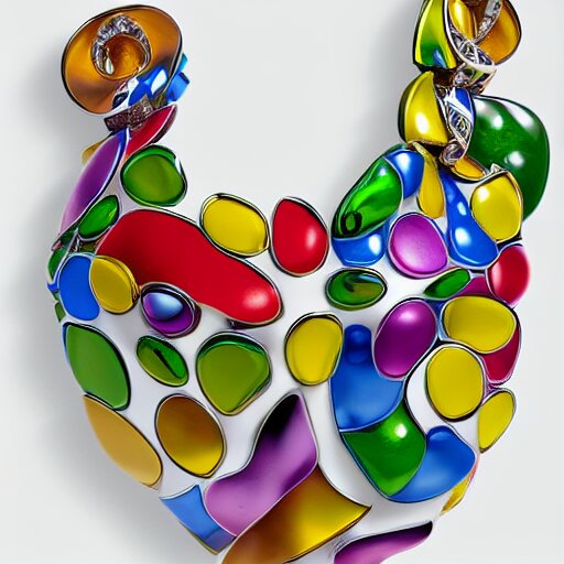 jewelry inspired by Jeff Koons, high detail, product photo