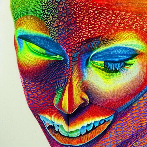  Colored pencil art on paper, Psychosis, highly detailed, artstation, MasterPiece, Award-Winning, Caran d'Ache Luminance