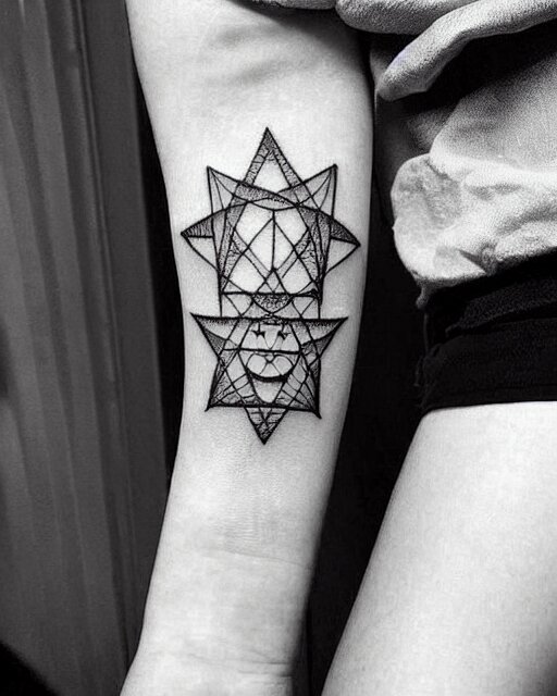 “a beautiful tattoo design with a vaporwave theme representing the seven steps of the esoteric alchemical process. It features kawaii stars and symbols. fine line tattoo design with white background.”