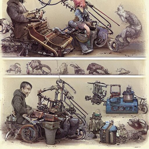 (((((((((((cluttered inventors shop full of robots))))))))))) . muted colors. by Jean-Baptiste Monge !!!!!!!!!!!!!!!!!!!!!!!!!!!!!!!!!!!!!!!!