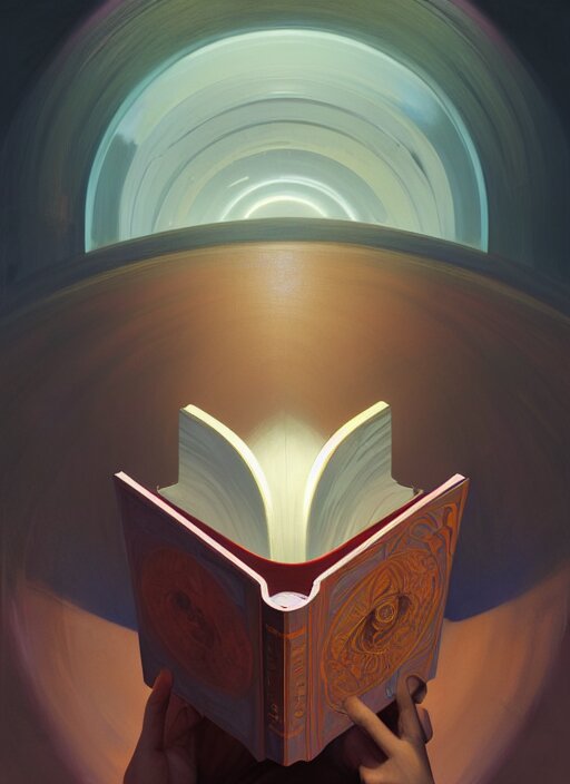 centered painted portrait, face of a classic depiction of an alien reading a book about humans, gloomhaven, matte painting concept art, art nouveau, beautifully backlit, swirly vibrant color lines, muted and dull colors, aesthetic octane render, 8 k hd resolution, by ilya kuvshinov and cushart krentz and gilleard james 