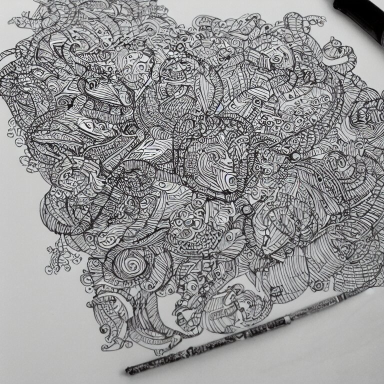 notebook doodle extremely intricate hyper detailed linework pen  