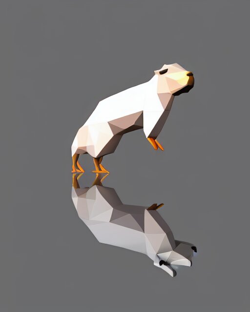 low polygon render of a capybara on a white background, isometric 3d, ultra hd