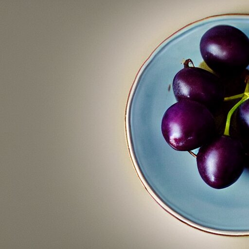 the loneliest grape on a plate realistic photograph 