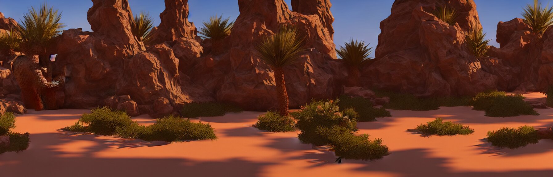 a desert oasis; very detailed, by Federico Pelat, Caravaggio; artstation, unreal engine 5