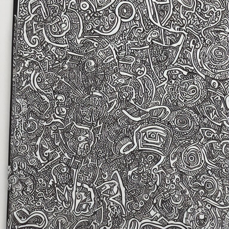 notebook doodle architecture sketch with extremely intricate psychedelic dmt mushrooms lsd patterns hyper detailed linework pen and paper 