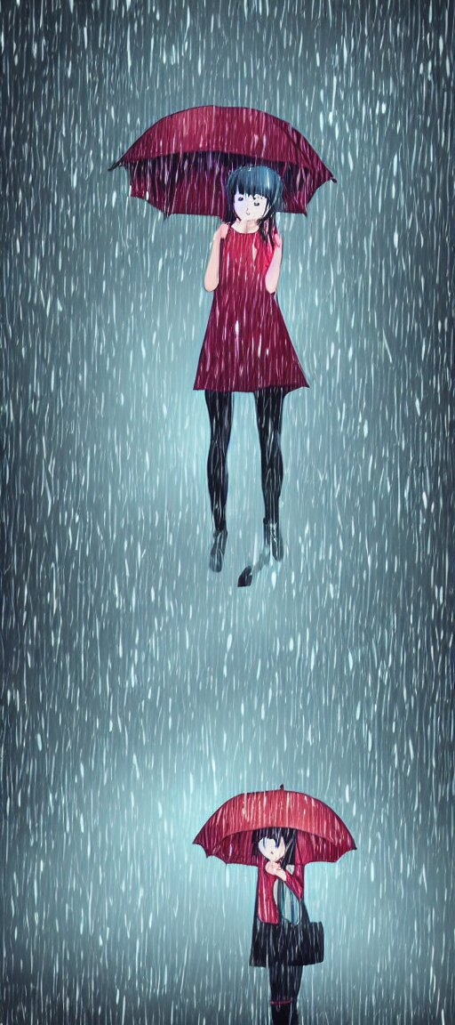 Lexica - Beautiful drawing style, girl holding umbrella, contrast ...