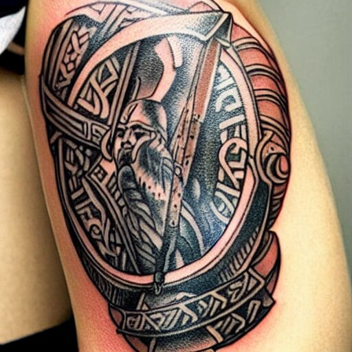 simple tattoo of a viking holding a shield by sailor jerry 