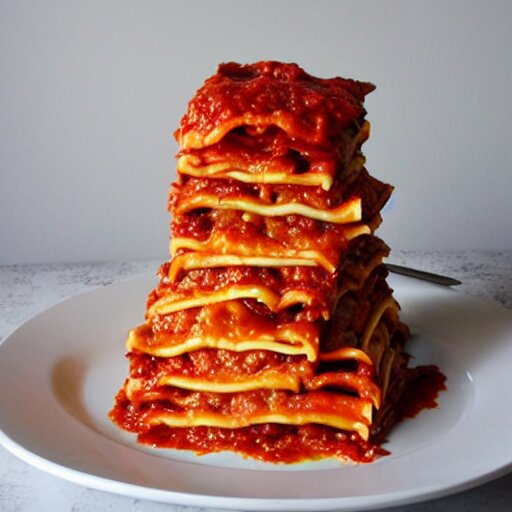 a tower of lasagna to the sky