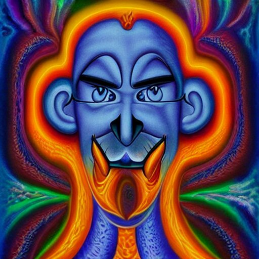 waluigi becomes a fractal, painted by alex grey. psychedelic visionary art 