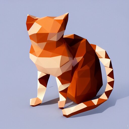 cat, white background, isometric, low poly
