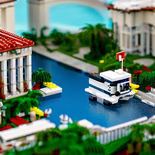 mar - a - lago lego set, fbi agents on the lawn, raid, tilt shift photography 