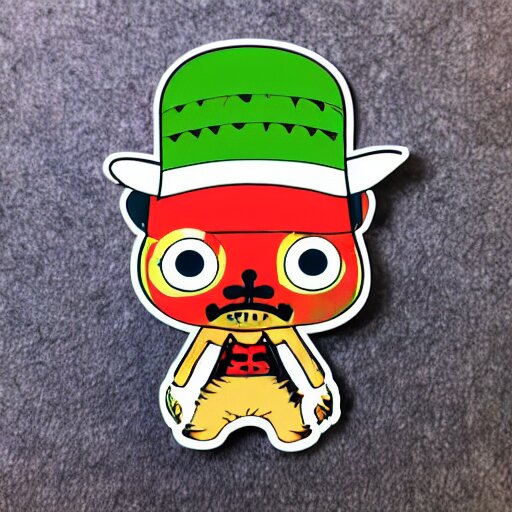 die cut sticker, tony chopper of one piece, splatter paint 