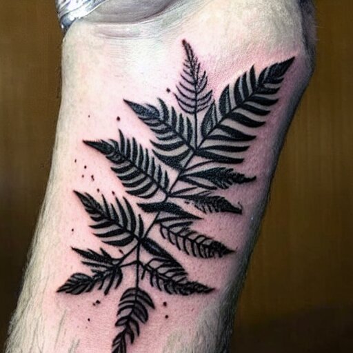 neotraditional Tattoo of a switchblade with fern wrapping around it