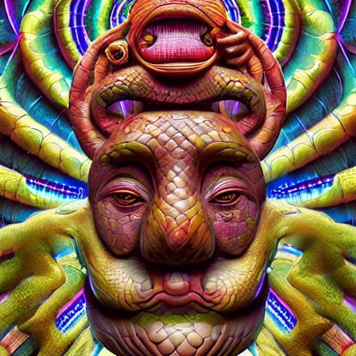 a surreal portrait statue of elon musk as a psychedelic tiki reptile stone god figure by naoto hattori, android jones, and chris dyer, deep bold colors, galactic dmt entity, depth of field, intricate beautiful painting, billions of details, octane render, portal, 8 k, detailed vector, trending on artstation, cgisociety 