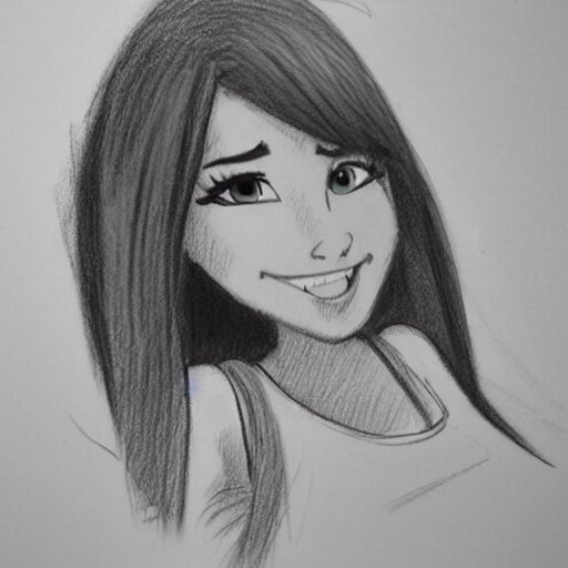 milt kahl pencil sketch of angie varona disney style