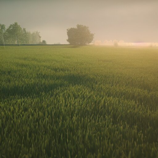 landscape field, hyperrealistic, cinematic, unreal engine 5, rain 